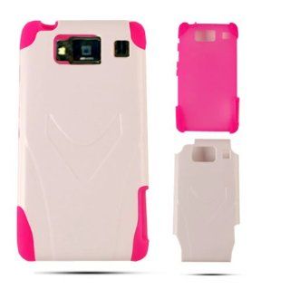 For Motorola Droid Razr Hd Xt926 Pc Jelly Hot Pink White Hard Soft Case Accessories Cell Phones & Accessories