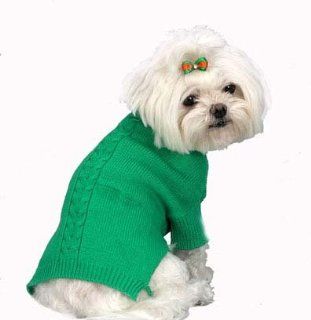A Pets World 07153703 10 Mercerized Cotton Roll Neck Cable Grass Green Dog Sweater : Pet Supplies