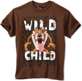 Warner Bros. Boys 8 20 Wild Child Looney Tunes Youth Shirt, Chocolate, Medium: Clothing