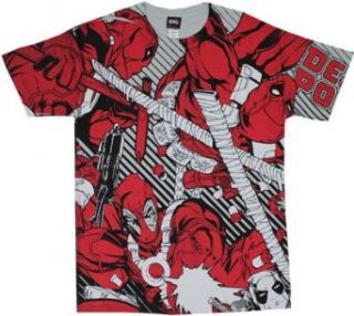 Deadpool All Over   Marvel Comics T shirt Adult 2XL   Silver Clothing