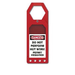 Accuform Signs TSS908 Plastic Secure Status Tag Holder, Legend "DANGER DO NOT PERFORM HOT WORK PERMIT REQUIRED", 3 1/2" Width x 10" Height x 3/8" Depth, White/Black on Red: Lockout Tagout Locks And Tags: Industrial & Scientific