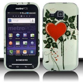 Silver Black Red Leaf Flower Heart Rubberized Snap on Design Hard Case Faceplate for Metropcs Samsung Galaxy Indulge R910: Cell Phones & Accessories