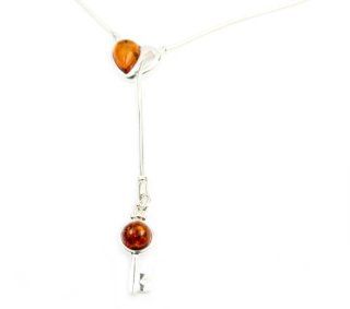 SilverAmber Lovely 925 Sterling Silver & Baltic Amber Designer Necklace GL911: Jewelry
