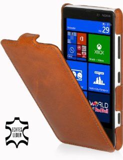StilGut UltraSlim Genuine Leather Case for Nokia Lumia 820   Cognac: Cell Phones & Accessories