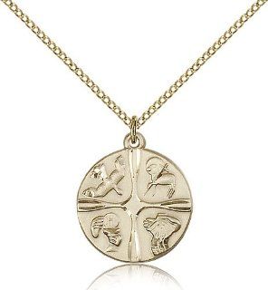 Free Engraving Included Medal Gold Filled Christian Life Pendant 3/4 x 3/4" 6056GF  w/18" Chain w/Box Unusual & Specialty: Jewelry