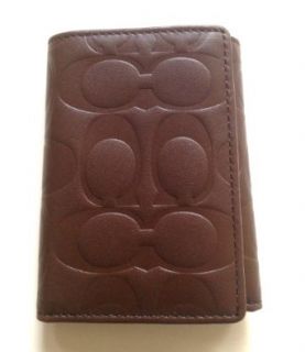 Coach Men's Embossed Leather Brown Trifold Wallet 74539: Shoes