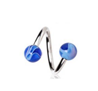 Blue Marble Ball Steel Twist Navel Ring Belly Button Piercing Jewelry 14G 7/16": Jewelry