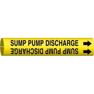 Brady 4137 A Bradysnap On Pipe Marker, B 915, Black On Yellow Coiled Printed Plastic Sheet, Legend "Sump Pump Discharge" Industrial Pipe Markers