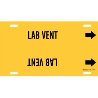Brady 4225 G Brady Strap On Pipe Marker, B 915, Black On Yellow Printed Plastic Sheet, Legend "Lab Vent": Industrial Pipe Markers: Industrial & Scientific