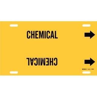 Brady 4169 H Brady Strap On Pipe Marker, B 915, Black On Yellow Printed Plastic Sheet, Legend "Chemical": Industrial Pipe Markers: Industrial & Scientific