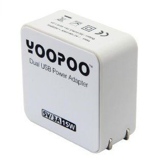 Yoopoo Dual USB Power Adapter Wall Charger 5V 3A White UL: Electronics