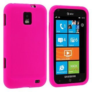 Hot Pink Silicone Rubber Gel Soft Skin Case Cover for Samsung Focus S i937: Cell Phones & Accessories