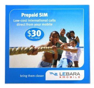 Australia Lebara Mobile Prepaid SIM Card $30 Call Credit: Cell Phones & Accessories