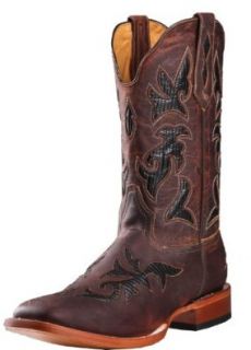 Johnny Ringo Women's Western Boots Square Toe Brown Black Lizard 922 02C B(M): Shoes