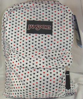 Jansport Classic Superbreak Backpack White Red & Black Mini Polka Dot Hearts : Hiking Daypacks : Sports & Outdoors