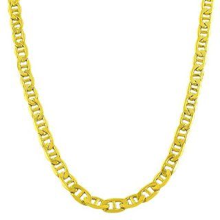 14 Karat Yellow Gold 5 mm Semi solid Mariner Link Chain (24 Inch): Jewelry