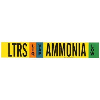 Brady 90415 Ammonia (IIAR) Pipe Markers, B 946, 2 1/4" Height X 14" Width, Black, Sky Blue, Green On Yellow Pressure Sensitive Vinyl, Legend "LTRS   Ammonia": Industrial Pipe Markers: Industrial & Scientific