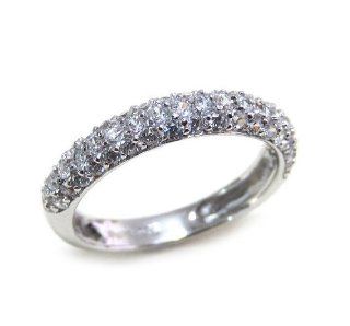 ZilverPassion Sterling Silver Cubic Zirconia (Cz) Half Eternity Ring Rhodium Plated, Anniversary Wedding Band Stackable Ring (Size 6 12): Eternity Rings In Sterling Silver: Jewelry