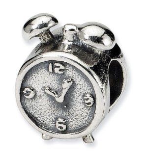 925 Sterling Silver Old Fashioned Alarm Clock Bead: Bead Charms: Jewelry