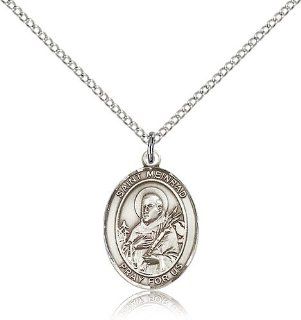 .925 Sterling Silver Saint St. Meinrad of Einsideln Medal Pendant 3/4 x 1/2 Inches Switzerland/Hospitality 8307  Comes with a .925 Sterling Silver Lite Curb Chain Neckace And a Black velvet Box Jewelry