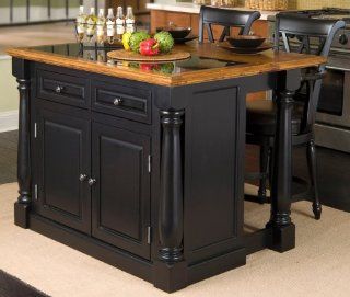 Home Styles 5009 948 Monarch Granite Top Kitchen Island with 2 Stool, Black Finish: Home & Kitchen