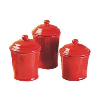 Essential Dcor Entrada Collection 3 Piece Jar Set, Red: Kitchen & Dining