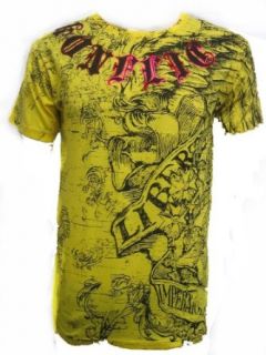 Winged Cross Liberty Crew Neck Cotton Men's Fashion T Shirt, Yellow Novelty T Shirts Clothing