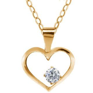 0.12 Ct Round G/H Diamond 14K Yellow Gold Pendant With Chain: Jewelry