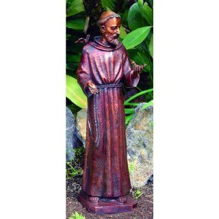 Tall Middle Aged St. Francis Bronze Garden Statue  