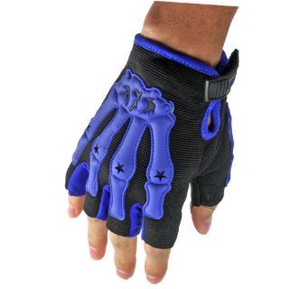 Pro Bone Skeleton Perforated Fingerless Motorcycle Motorbike Half Gloves M: Automotive