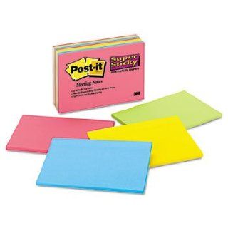 New Post it Notes Super Sticky 6445SSP   Super Sticky Large Format Notes, 6 x 4, Electric Glow, 8 45 Sheet pads/Pack   MMM6445SSP : Office Products