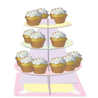 Creative Converting Tiered Snack and Cupcake Server, Stripes and Bunnies, Pastel Dots: Toys & Games