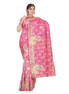 IndusDiva Women's Magenta Pure Silk Saree World Apparel Clothing