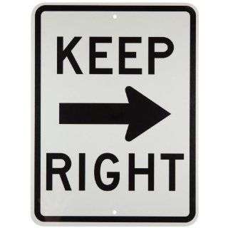 Brady 94190 24" Height, 18" Width, B 959 Reflective Aluminum, Standard Traffic Sign, Legend "Keep Right": Industrial Warning Signs: Industrial & Scientific