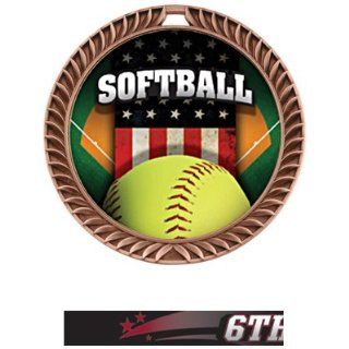 Custom Hasty Awards Crest Softball Medal Patriot M 8650O BRONZE MEDAL/ULTIMATE 6TH PLACE NECK RIBBON 2.5 CREST/INSERT PATRIOT  Sporting Goods  Sports & Outdoors