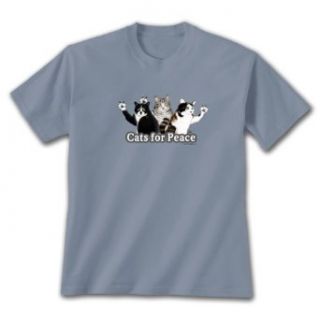 Cats For Peace ~ Stone Blue T Shirt: Clothing