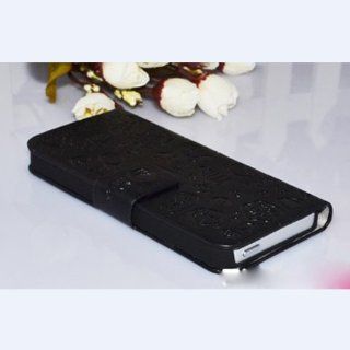 Triline Cute Lovely Magic Girl Flip Leather Case Skin Cover Pouch for Apple iPhone 5   Black Color: Cell Phones & Accessories