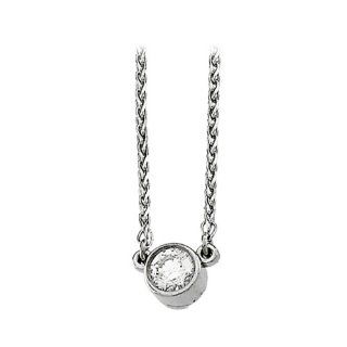 14K White Gold 1/4 ct. Bezel Set Diamond Solitaire Necklace: Katarina: Jewelry