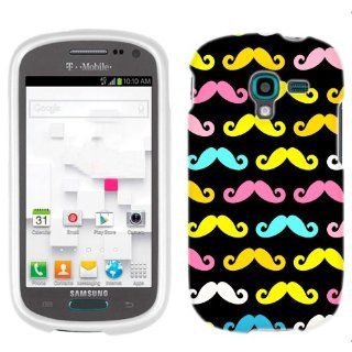Samsung Galaxy Exhibit Multi Colored Mustaches on Black Phone Case Cover: Cell Phones & Accessories