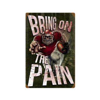 Bring On The Pain Football Vintage Metal Sign Sports Man Cave 12 X 18 Not Tin   Decorative Signs