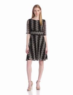 Gabby Skye Women's Elbow Sleeve Lace Knit Flare Dress at  Womens Clothing store