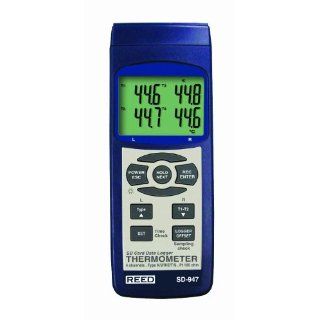 Reed SD 947 4 Channel Thermocouple Thermometer and Data Logger,  327.0 to 999.9 Degrees F, +/ 0.4% Accuracy: Industrial Temperature Sensors: Industrial & Scientific