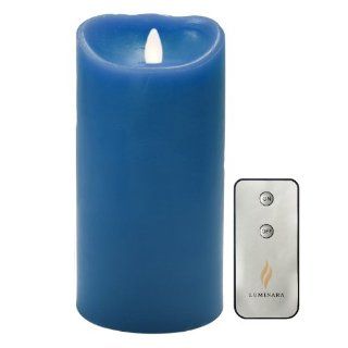 Luminara 7" Blue Flameless Wax Candle   with Timer and Remote   Candle Remote Control  