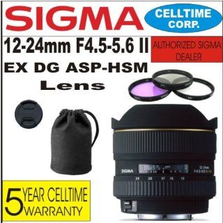 Sigma 12 24mm F4.5 5.6 II EX DG ASP HSM Wide Angle Zoom Lens for Nikon Digital SLR Cameras + Lens Case + Celltime 5 Year Warranty : Digital Slr Camera Lenses : Camera & Photo
