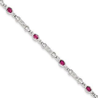Sterling Silver Pink Tourmaline And Diamond Bracelet, Best Quality Free Gift Box Satisfaction Guaranteed: Jewelry
