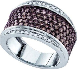 Real Diamond Wedding Engagement Ring 1.55CTW COGNAC DIAMOND LADIES FASHION BAND 10K White gold: Jewelry