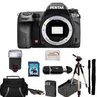 Pentax K 5 IIs Digital SLR Camera (Body Only) Kit. Includes: 16GB Memory Card, High Speed Memory Card Reader, Extended Life Replacement Battery, Charger, Slave Flash, HDMI Cable, Tripod, Monopod, Carrying Case & SSE Microfiber Cleaning Cloth : Camera &