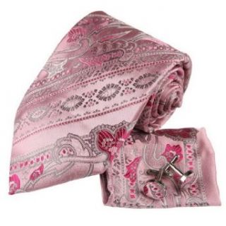 NEW Designes Pink Purple Paisleys 100% Jacquard Woven Silk Tie Hanky Mens Necktie and Cuff Links Cufflinks and Handkerchiefs Set H5018 148cm*9cm pink, purple at  Mens Clothing store