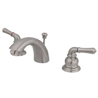 Kingston Brass KB958 Magellan II 4 Inch to 8 Inch Mini Widespread Lavatory Faucet with Metal lever handle, Satin Nickel   Touch On Bathroom Sink Faucets  