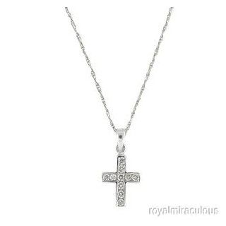 Diamond Cross Necklace 14K Yellow or White Gold With Chain: Pendant Necklaces: Jewelry